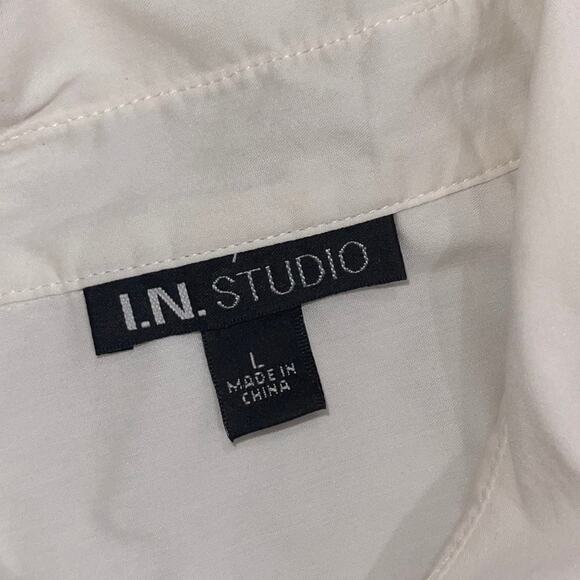 I.N. Studio Vintage Pleated Front Ruffles Puff Sleeve Blouse Top Size Large - Picture 3 of 4